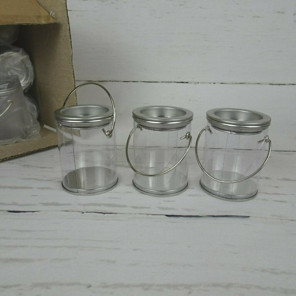 Clearance💎5/$25 Lot 12 Clear Candy Pails W/ Metal Lid Party Supplies New